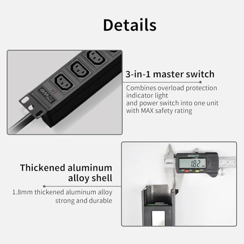 Power Strip，IEC C13 Metal 8 Outlet Wall Mount Heavy Duty - Image 5
