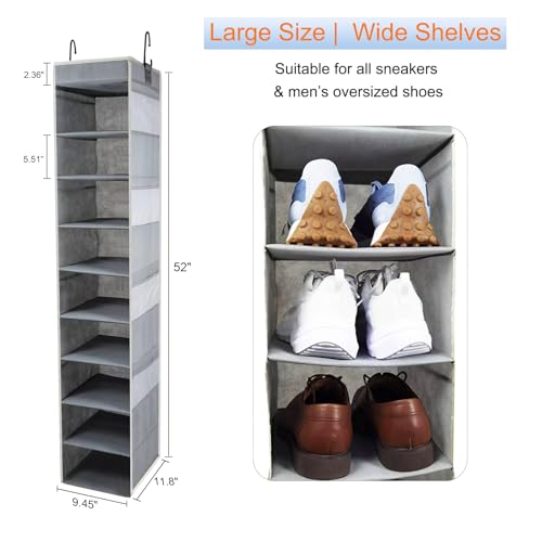 Large-Sized Hanging Shoe Organizer 10-Shelf, Sturdy Hanging - Image 3