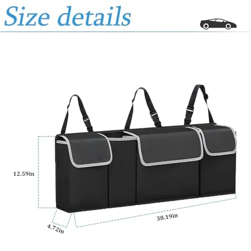 AUCELI Car Trunk Organizer, Hanging Backseat Storage Bag, Black - Image 3