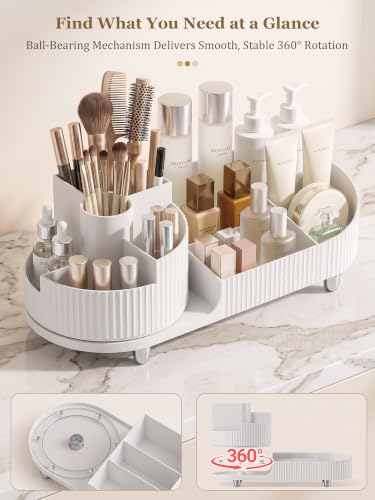 Booklov Rotating Makeup Organizer for Vanity Countertop, White - Image 7