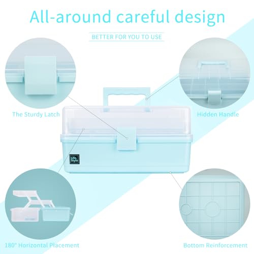 Creahaus 13 inch Art Craft Organizer Storage Box with 3 - Image 5