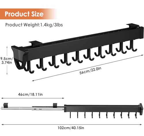 Pull-out Mop and Broom Holder with 20 Sliding Hooks - Image 4