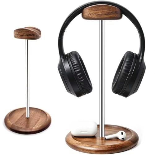 Universal Headset Stand for Desk with Walnut Storage Base - Image 2