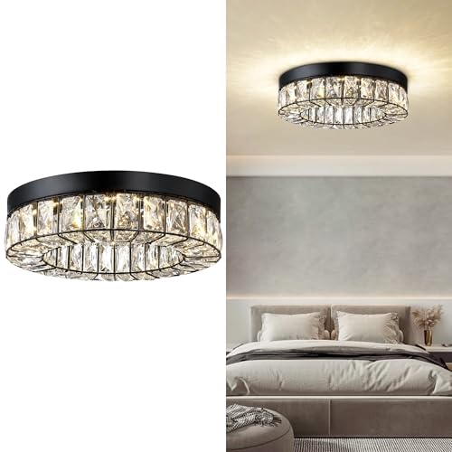 MEXO Crystal LED Flush Mount Ceiling Light Fixtures Modern Black - Image 2
