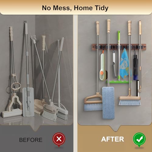 FunCee Broom Holder Wall Mount With 5 Slots & 4 | Home Organization - Image 7