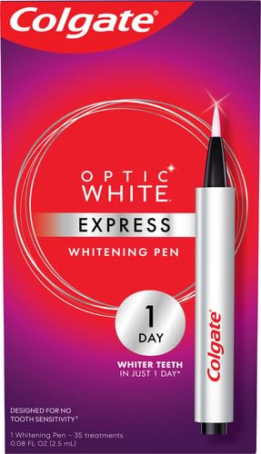 Colgate Optic White Express Teeth Whitening Pen with 35 Treatments, Enamel Safe, Designed for No Tooth Sensitivity, 0.08 oz (Pack of 2)