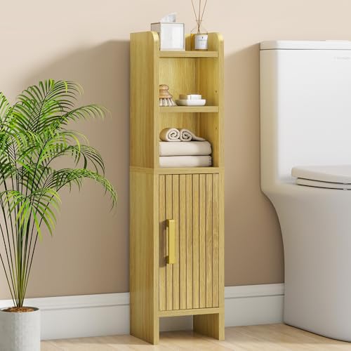 Small Bathroom Storage Corner Floor Cabinet Narrow Toilet - Image 2