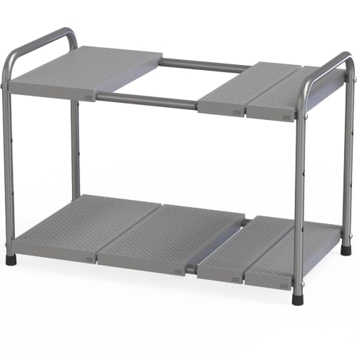 Deco Brothers Under Sink 2 Tier Expandable Shelf Organizer, Gray - Image 2