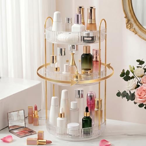 Aveniee 3-Tier 360° Rotating Makeup Organizer, Clear Spinning - Image 4
