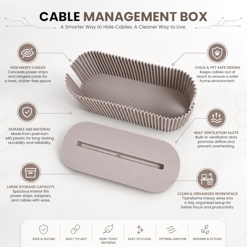 Cable Management Box – Home & Office Desk Cord Organizer Hide - Image 4