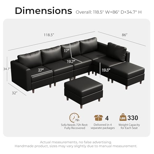 ABCASA Faux Leather Sectional, Modular Sectional Sofa - Image 2