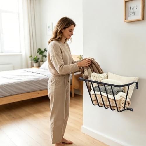 Univivi Wall Mounted Blanket Holder Throw Wall Blanket - Image 3