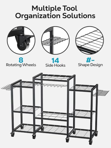 Nieifi Garden Tool Organizer with Wheels, 3 Tier - Image 5