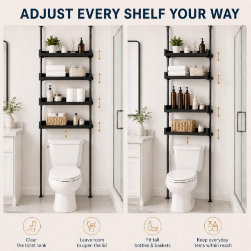 ALLZONE Tension Over The Toilet Storage Cabinet, No- | All Products - Image 6