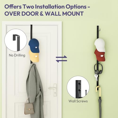 Over Door Hat Organizer - 2 Packs Metal Wall Mounted Hat - Image 6