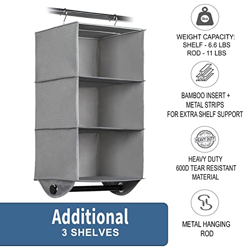 HOLDN’ STORAGE Hanging Closet Organizer with Garment Rod, 3-Shelf - Image 5