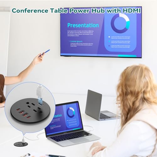 QBA Desk Power Grommet with HDMI, 35W USB-C Fast Charging - Image 3