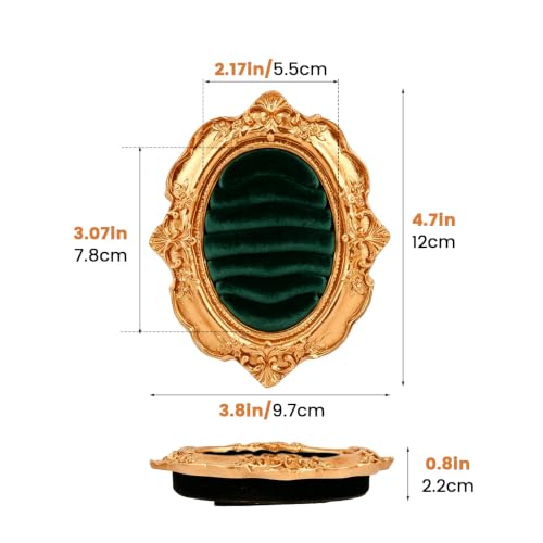 Vintage Gold Oval Ring Holder, Retro Ornate Jewelry Display Stand - Image 3