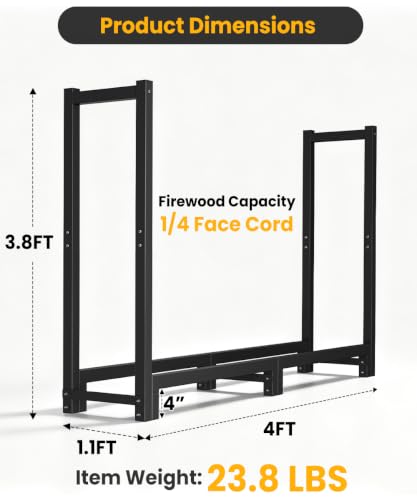4FT Firewood Rack Outdoor Indoor, Upgraded Heavy Duty Fire - Image 3