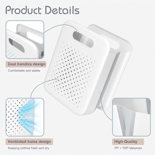 Collapsible Laundry Basket, Wall Mounted Foldable Hamper - Image 4