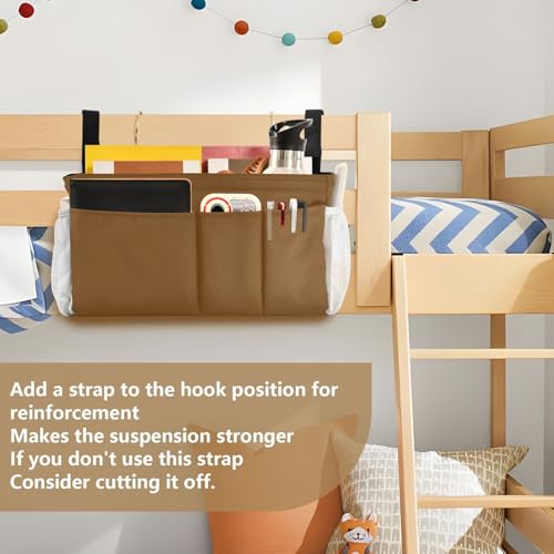 Brown Bedside Caddy Storage Bag Bedside Organizer for Bunk - Image 7