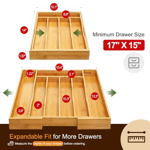 Expandable Bamboo Kitchen Drawer Organizer for Cutlery - Image 3
