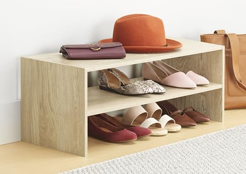 Whitmor Wood Stackable 2-Shelf Shoe Rack, White Oak, 31 inches - Image 2