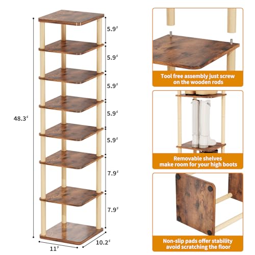 8 Tiers Vertical Shoe Rack, Tall Narrow Shoe Tower - Image 3