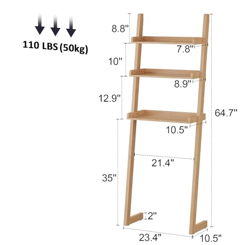 Over The Toilet Storage Shelf Wood, 3-Tier Above Toilet - Image 3