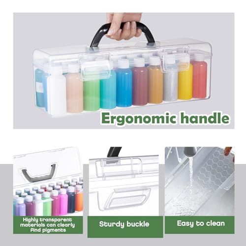 Threehoney 3 Pcs Acrylic Paint Storage Box with Handle, 90 - Image 5