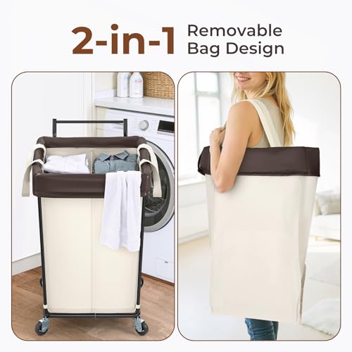 Rolling Laundry Hamper with Wheels and Handle, 160L - Image 6