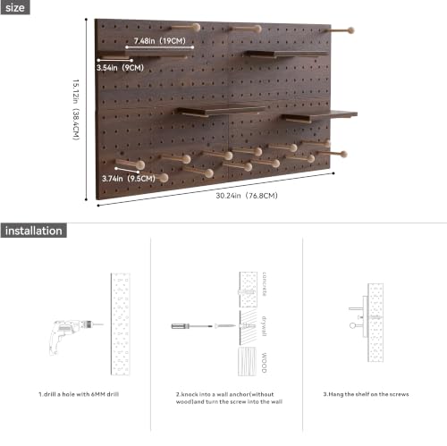 Wooden Pegboard Modular Display Organization Storage Wall Hooks - Image 4