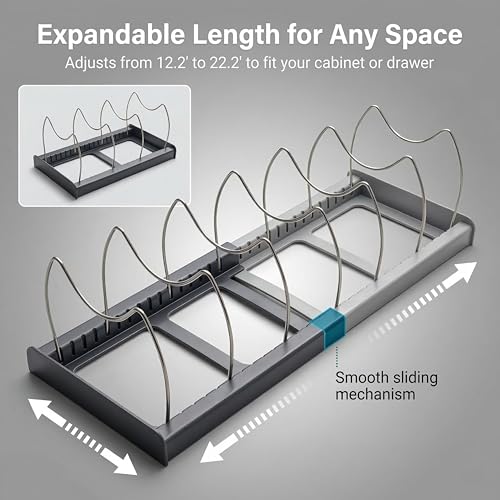 OMIO Expandable Pot Lid Organizer Rack for Under Cabinet - Image 5