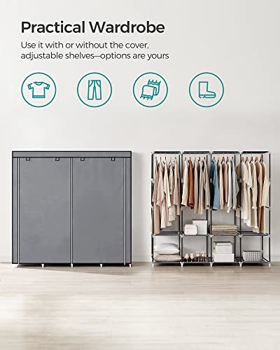 SONGMICS Portable Closet with Cover, 4 Hanging Rods and Shelves - Image 4