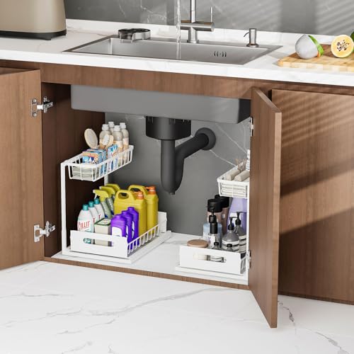 Ceetug Slide Out Under Sink Organizers and Storage, White, 2 Pack - Image 7