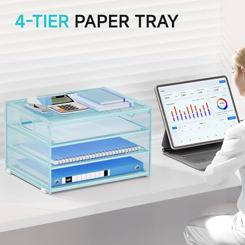 Lavatino 3-Tier Letter Tray Desk Organizer, Mesh Metal Paper File - Image 4