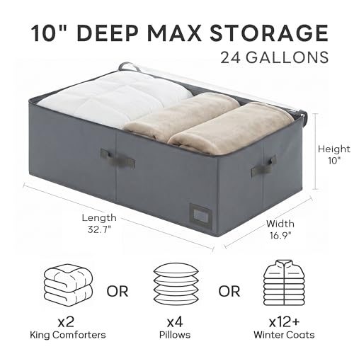 10" High Capacity Under Bed Storage Bins (3-Pack, Charcoal Grey) - Image 3