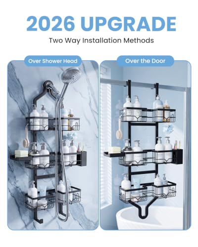 Shower Caddy Hanging, 3-Tier Hanging Shower Caddy Over Showerhead - Image 4