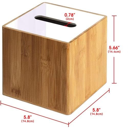 JackCubeDesign Bamboo Square Tissue Box White Acrylic Cover - Image 8