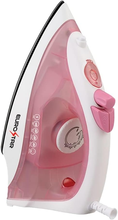 EUROSTAR IR334XP Compact Steam Iron w/Steam Burst & Auto-Shut-Off, Pink