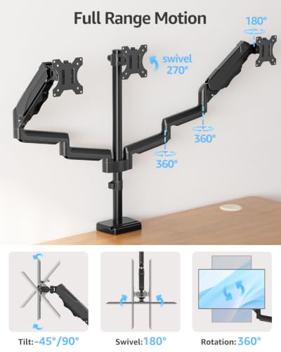 MOUNTUP Triple Monitor Stand Mount - 3 Monitors Desk Mount - Image 5