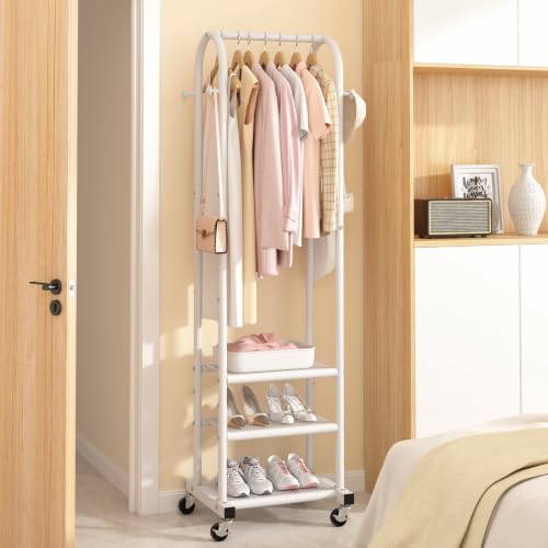 Portable Clothes Rack with Wheels, Space Saving Metal Clothing - Image 3