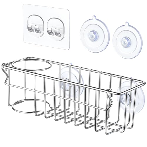 3-In-1 Sponge Holder for Kitchen Sink with Suction Cups & - Image 4