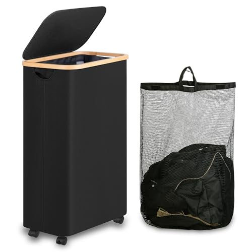 IEGrow Laundry Hamper with Wheels, 75L Laundry Basket with Bag - Image 2