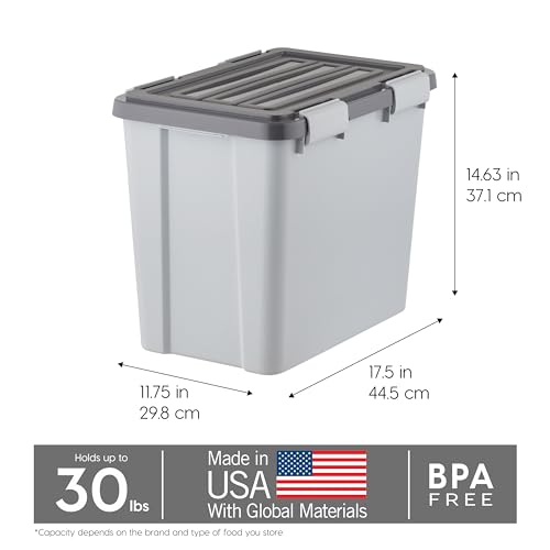 IRIS USA Dog Food Storage Container, Up to 30 lbs, Gray/Dark Gray - Image 4