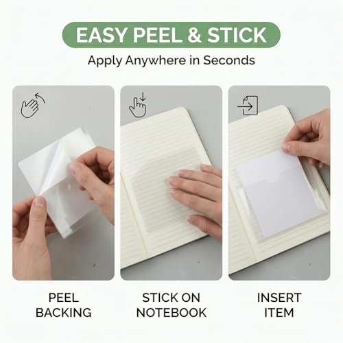 12 Pack Adhesive Pockets for Planners, Clear Corner Storage - Image 4