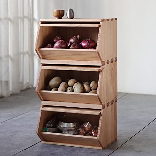 Stackable Solid Wood Storage Chests, Modular Bins with Lids - Image 6