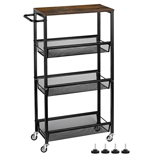 MOOACE Slim Storage Cart, 4 Tier Narrow Kitchen Rolling Cart - Image 2