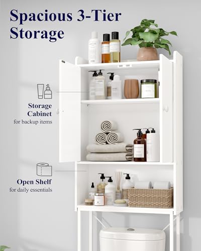 Kitsure 68.1"H Over Toilet Storage Cabinet, Magnetic Door - Image 4