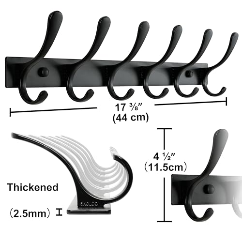 SKOLOO Coat Rack Wall Mounted - 6 Hooks, Heavy Duty - Image 4